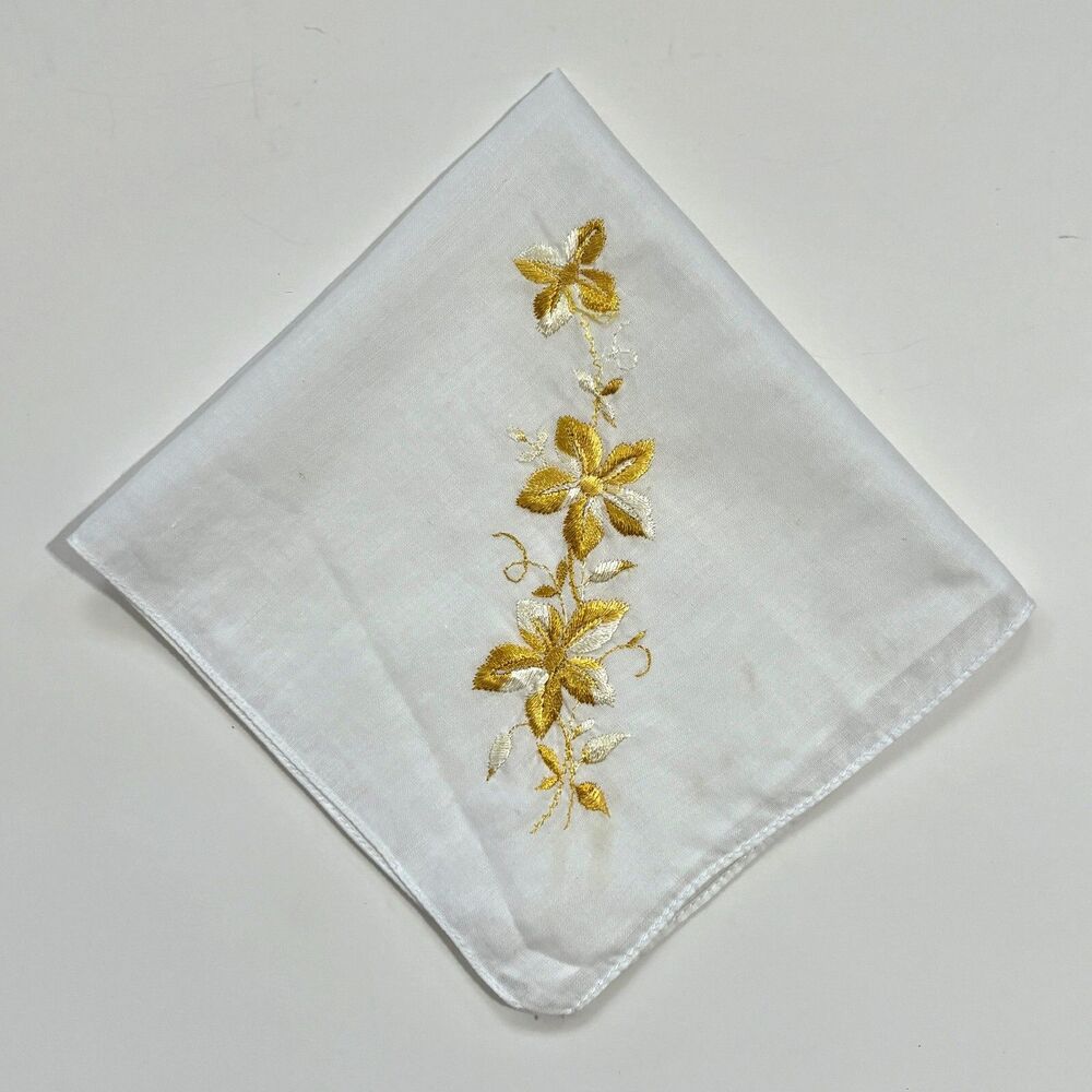 Embroidered Floral Bridesmaid Handkerchief Cottage Core Vintage Feminine Dainty